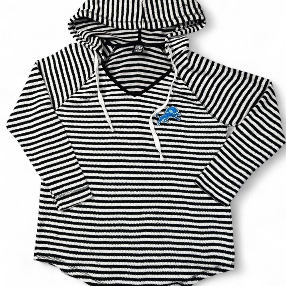 Detroit lions NFL team apparel black white striped hoodie